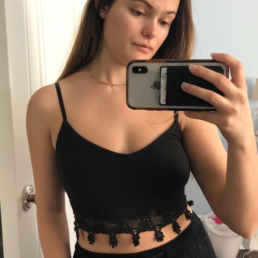 Super Soft Black Cropped Tank Top